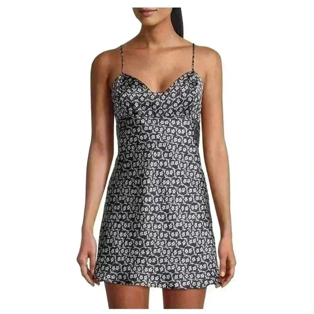 Free People On Our Radar Slip Dress Navy Combo size Medium